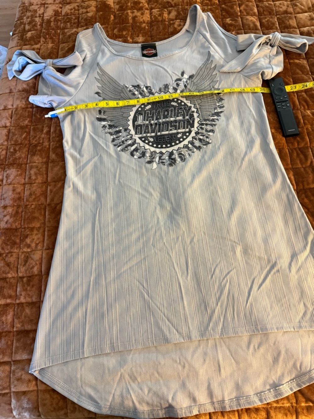 Harley-Davidson White Cold-Shoulder Graphic Tunic